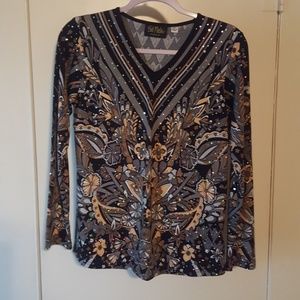 Printed tunic with glitter accents